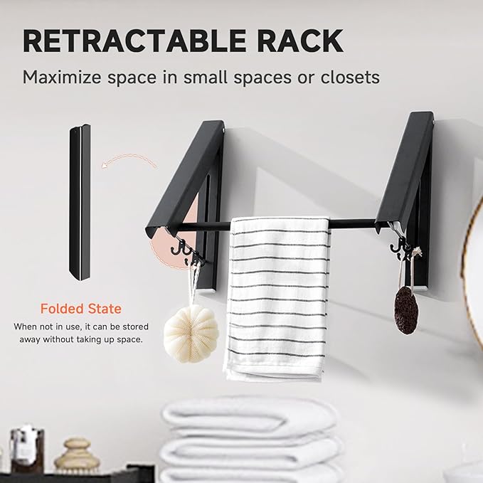 Foldable Retractable Clothes Drying Rack: Two Installation Methods, Strong Load - Bearing, Space - Saving for Multiple Scenarios