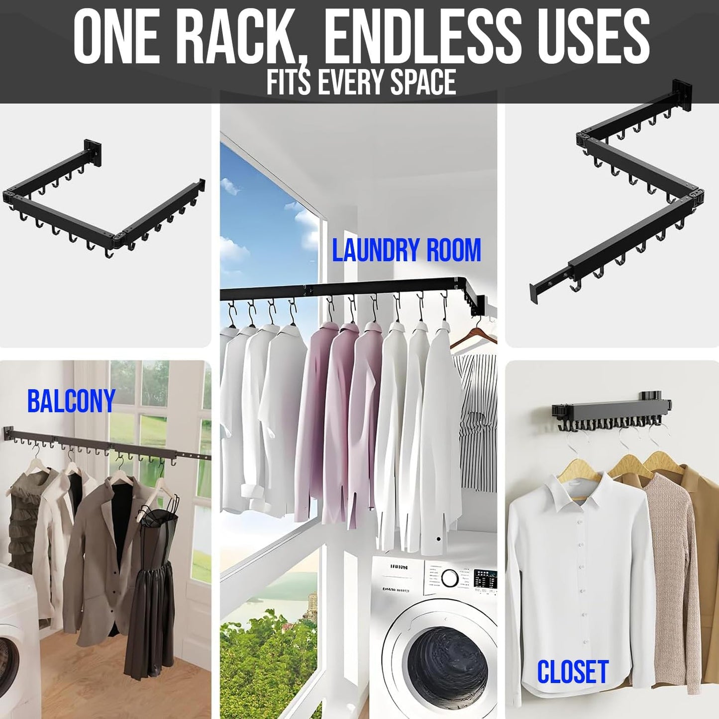 Foldable Retractable Clothes Drying Rack: Suitable for Multiple Scenarios, Space - Saving and Easy to Install