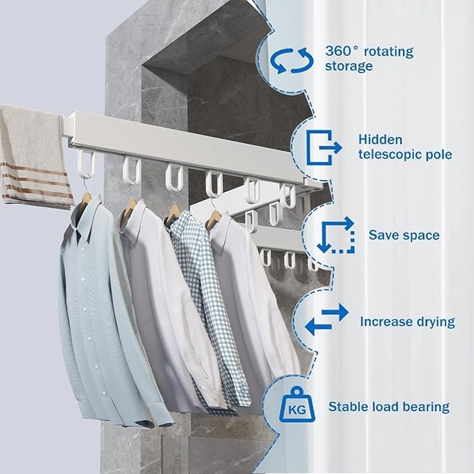 Multifunctional Retractable Clothes Drying Rack: Suitable for Multiple Scenarios, Space - Saving and Stable in Load - Bearing
