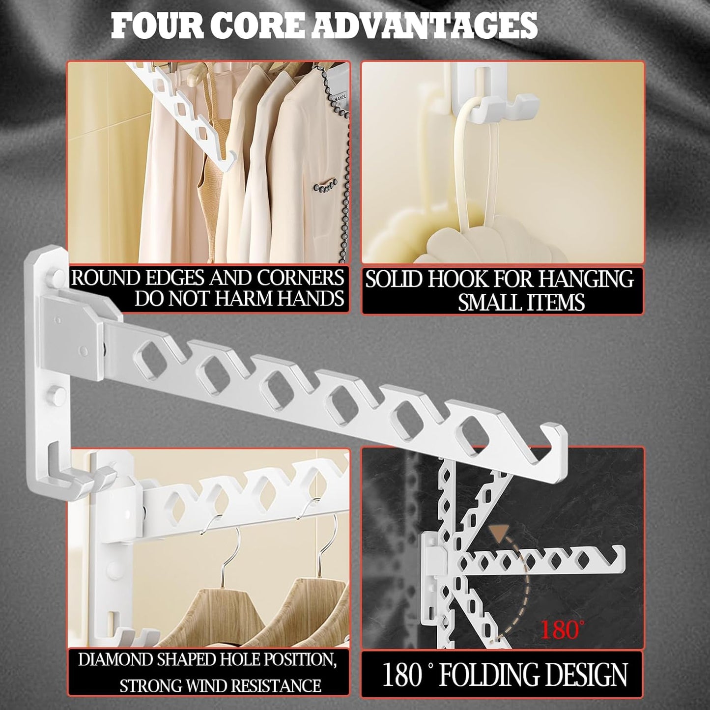 Multi - Scenario No - Punching Retractable Clothes Drying Rack: 180° Folding, Strong Load - Bearing, Convenient Storage