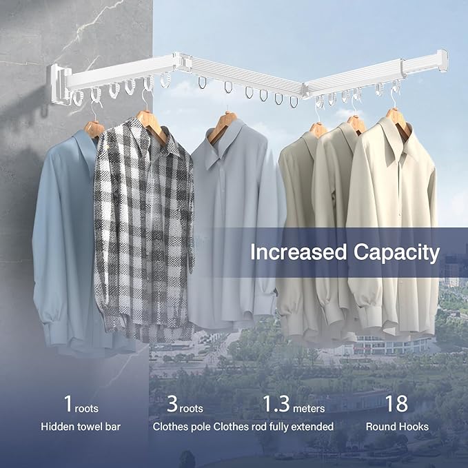 Multi - Scenario Retractable Clothes Drying Rack: Large Capacity, Easy to Install, Flexibly Adapt to Balcony, Bathroom and Other Spaces