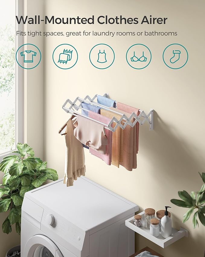 Retractable Wall - Mounted Clothes Drying Rack: Space - Saving, Large - Capacity, Sturdy and Durable