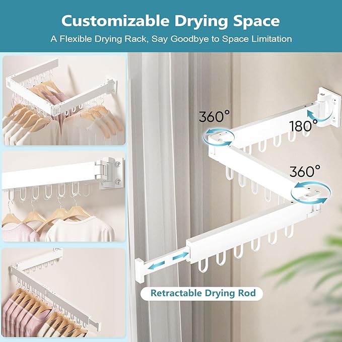 Foldable Retractable Clothes Drying Rack: Suitable for Multiple Scenarios, Space - Saving and Heavy - Duty