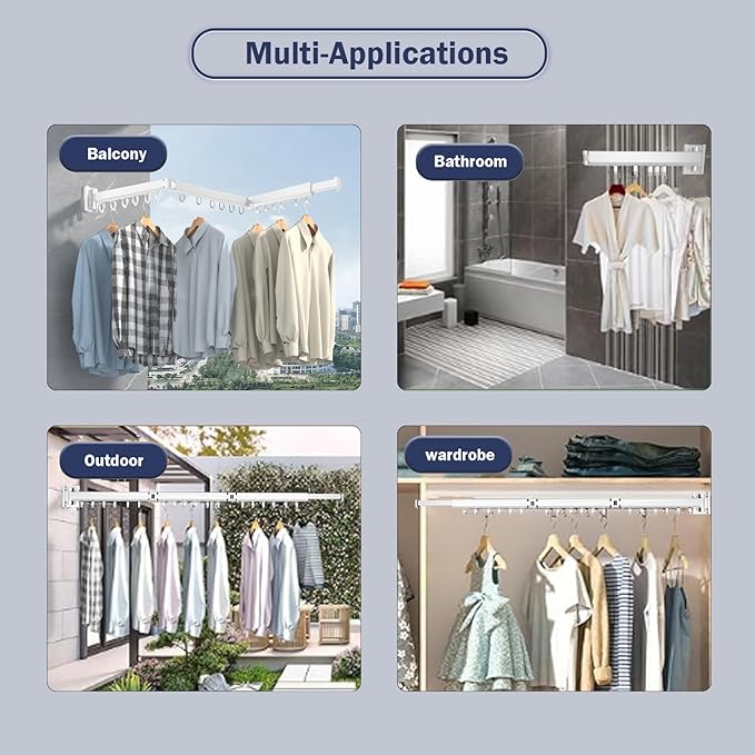 Multi - Scenario Retractable Clothes Drying Rack: Large Capacity, Easy to Install, Flexibly Adapt to Balcony, Bathroom and Other Spaces