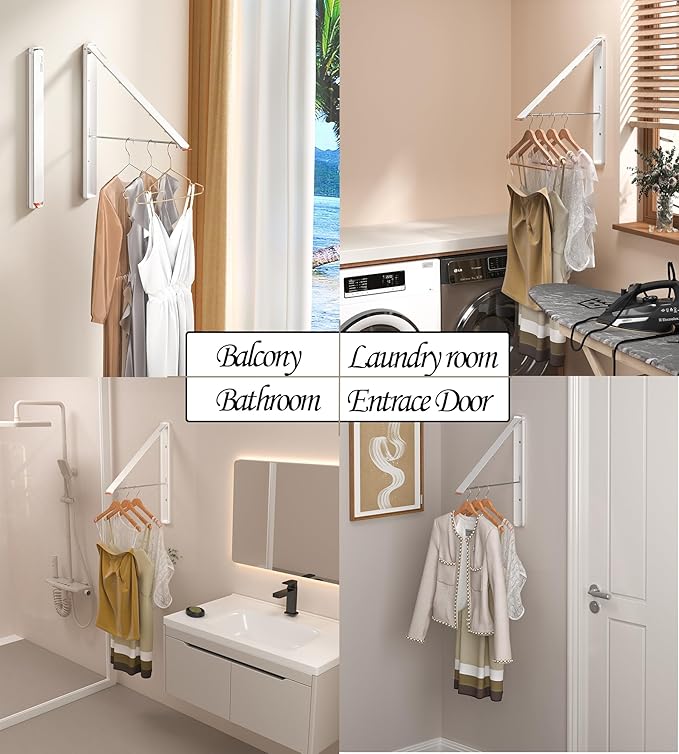 Wall - Mounted Foldable Retractable Clothes Drying Rack: A Drying Essential for Small Spaces, Suitable for Multiple Scenarios