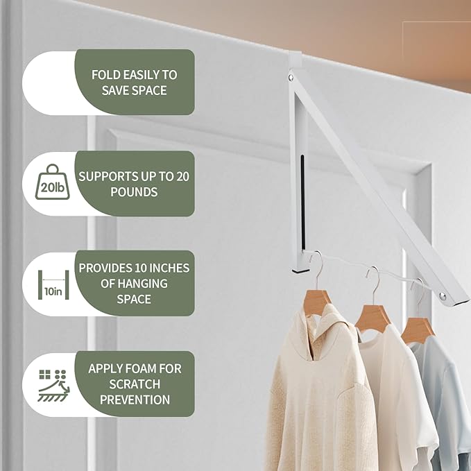 2 - Pack Foldable Over - the - Door Retractable Clothes Drying Rack: Space - Saving, Strong Load - Bearing, Suitable for Multiple Scenarios