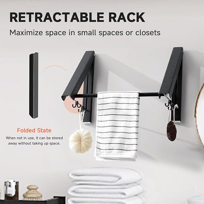 Foldable Retractable Clothes Drying Rack: Two Installation Methods, Strong Load - Bearing, Space - Saving for Multiple Scenarios