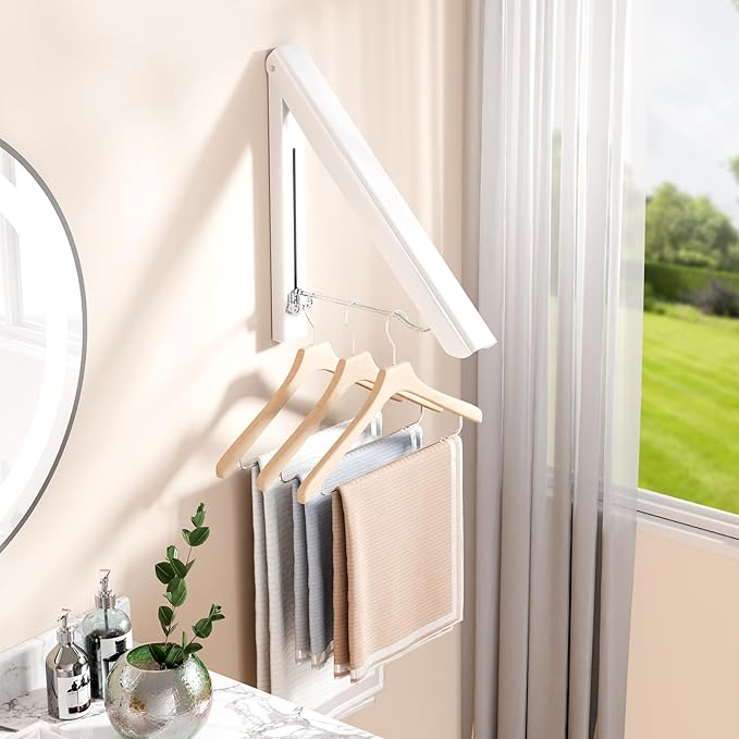 Foldable Wall - Mounted Retractable Clothes Drying Rack: Space - Saving, Strong Load - Bearing, Suitable for Multiple Scenarios