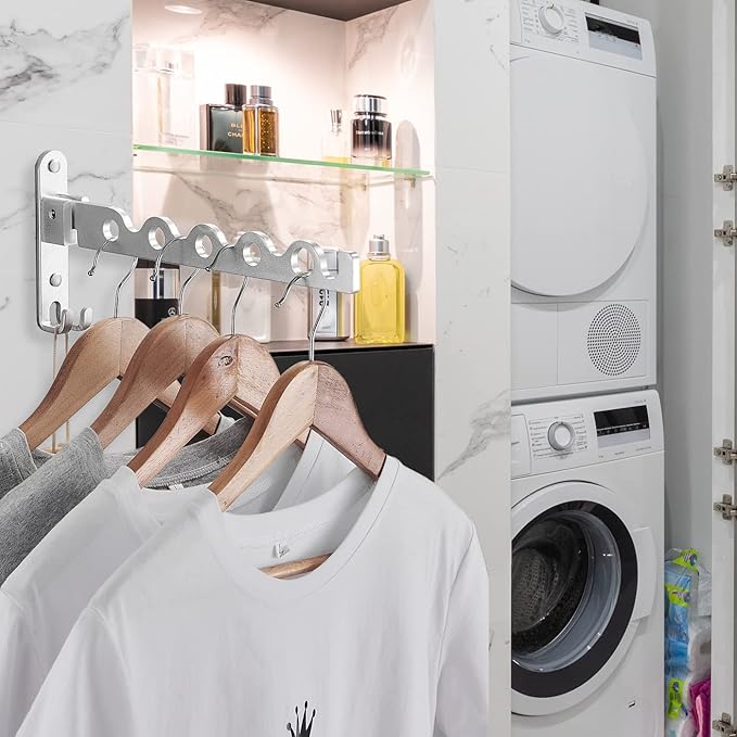 Space Aluminum Foldable Retractable Clothes Drying Rack: Rust - Proof and Durable, Convenient Drying for Multiple Scenarios
