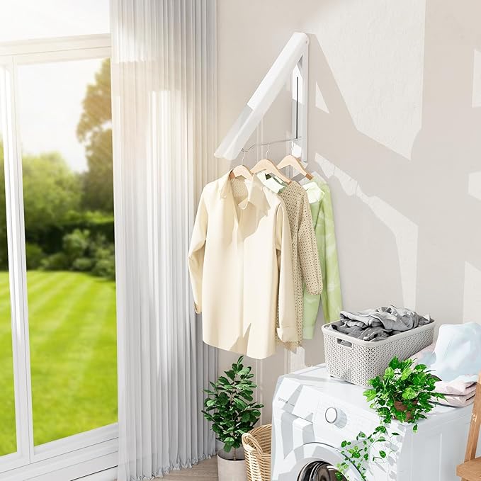 Foldable Wall - Mounted Retractable Clothes Drying Rack: Space - Saving, Strong Load - Bearing, Suitable for Multiple Scenarios