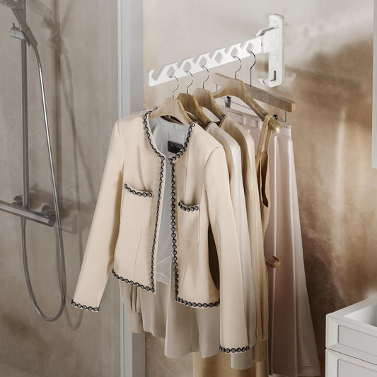 Multi - Scenario No - Punching Retractable Clothes Drying Rack: 180° Folding, Strong Load - Bearing, Convenient Storage