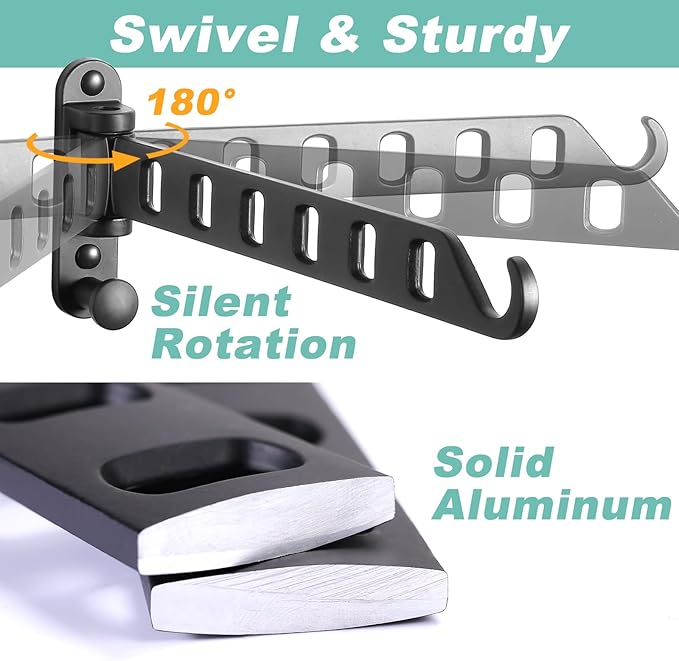2 - Pack Rotatable Retractable Clothes Drying Rack: Multi - Scenario Adaptation, Stable and Safe
