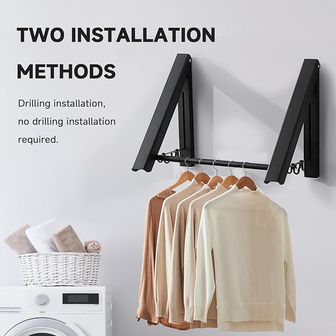 Foldable Retractable Clothes Drying Rack: Two Installation Methods, Strong Load - Bearing, Space - Saving for Multiple Scenarios