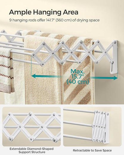 Retractable Wall - Mounted Clothes Drying Rack: Space - Saving, Large - Capacity, Sturdy and Durable